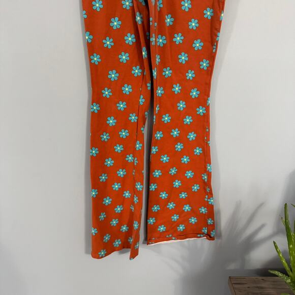 LA Hearts by PacSun Orange & Blue Floral Pull On Flare Leg Leggings Size Small - Picture 2 of 6